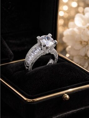 Luxury Sterling Silver Diamond Ring